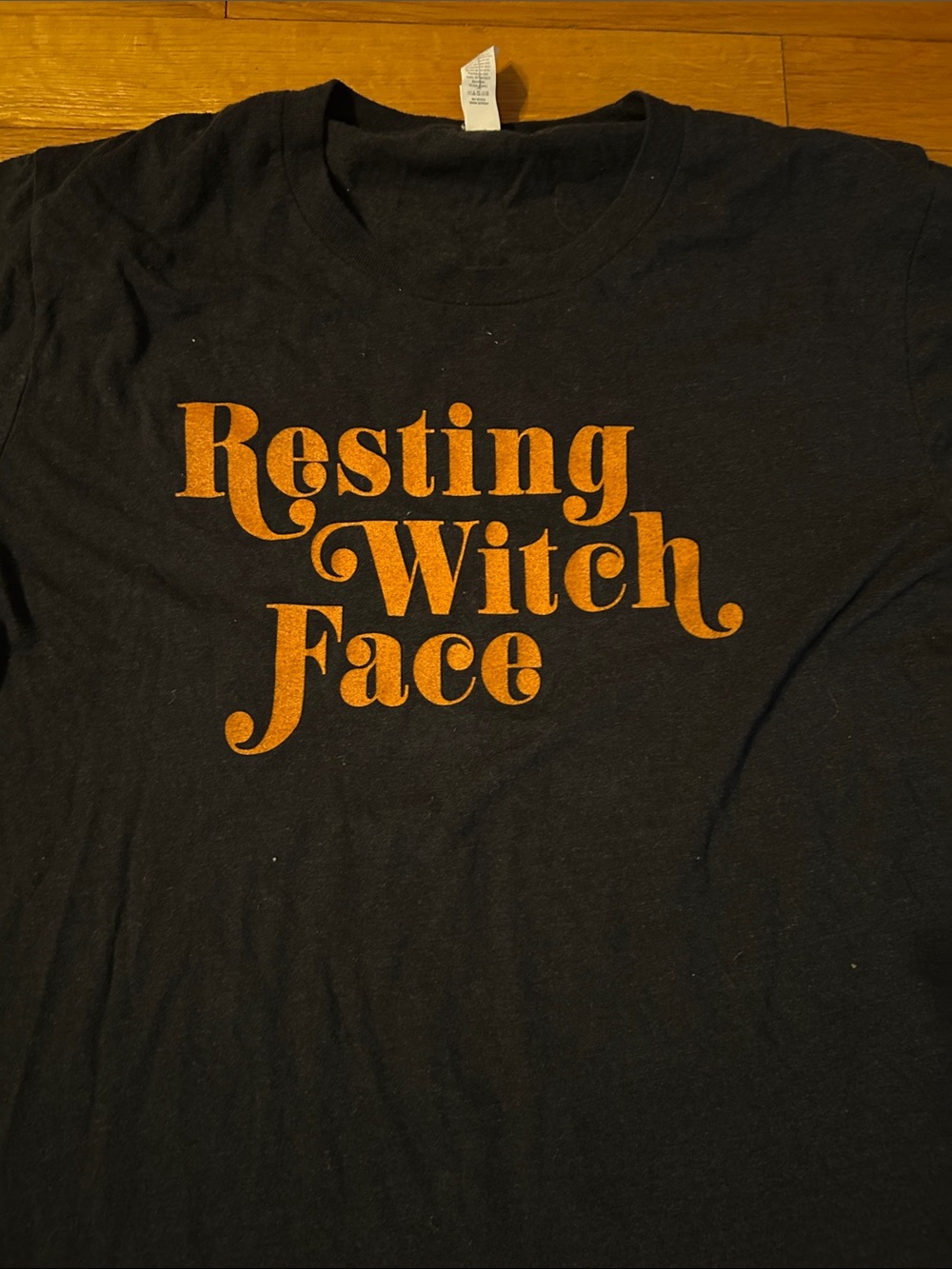 Halloween Graphic Tee Orange & Black “Resting Witch Face" Graphic size medium - Picture 3 of 5